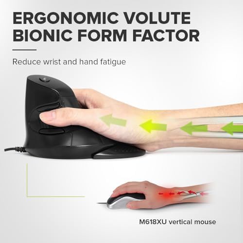 DELUX Wired Ergonomic Vertical Mouse, for Medium Hands(M618XU-Black) - Image 2