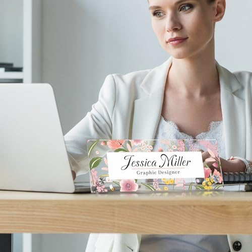 Personalized Acrylic Office Desk Name Plate with Standoff Barrels - Image 2