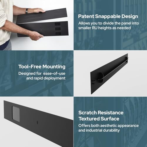 19" Black EZIBLANK Blanking Panels - 2 Sheets of 6RU Panels Per Box - Easy, Tool-Less Installation - Image 4