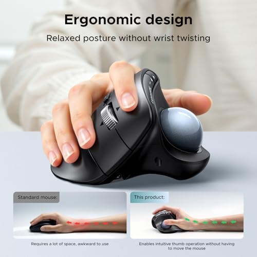UGREEN M785DR Wireless Trackball Mouse, Bluetooth & 2.4G, Thumb Control - Image 6