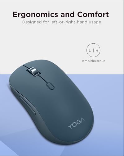 Lenovo Yoga Bluetooth Silent Mouse, 3 Level DPI Adjustment, 36 Month Battery Life, Bluetooth 5.3, 3 Device Paring, Whisper Quiet, Programmable Buttons, Smooth Finish, Tidal Teal - Image 2