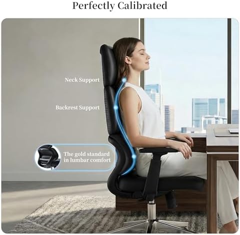 EUREKA ERGONOMIC Remi High Back Office Chair, PU Leather Office Chair with Wheels, Leather Desk Chair, Executive Office Chair Comfy for Home & Office, Black - Image 3