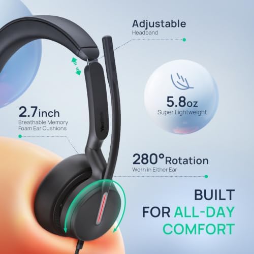 Yealink UH46 Mono Wired Headset with Mic Noise Cancelling Headset USB-C/A - Image 4