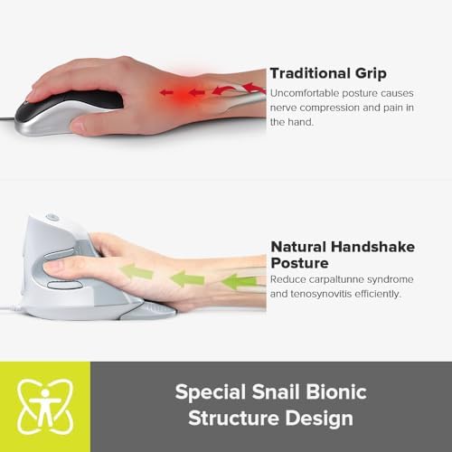 DELUX Wired Ergonomic Vertical Mouse, for Medium Hands(M618XU-White) - Image 4