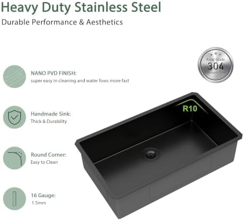 32 Inch Matte Black Undermount Kitchen Sink - Image 6