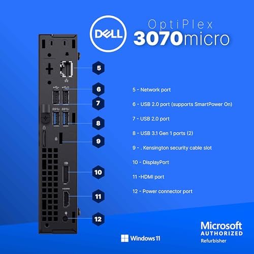 Dell Optiplex 3070 Micro PC | Windows 11 Pro | Intel i5-9500 | 8GB RAM + 250GB SSD | 5G WiFi + BT | Mini Desktop Computer (Renewed) - Image 3