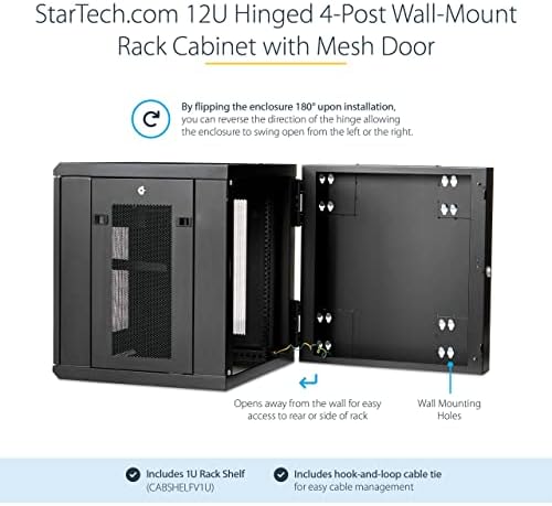 StarTech 12U Wall-Mount Cabinet, 19in, 4-Post, 20in Deep (RK1224WALHM) - Image 2