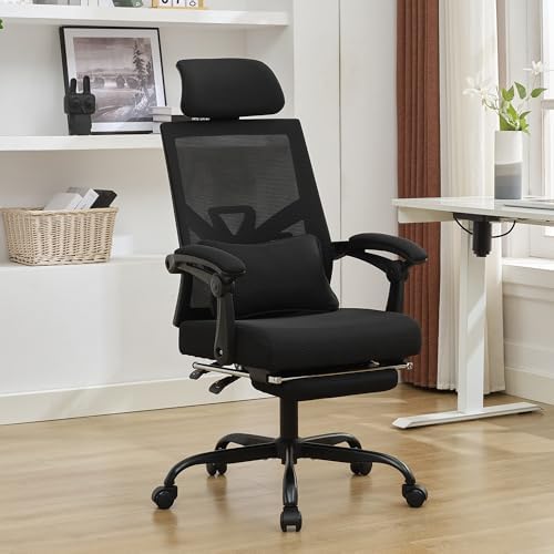 Qulomvs Ergonomic Office Chair with Footrest Home Office Desk Chair with Headrest and Backrest Adjustable Mesh Computer Desk Chair with Wheels 360 Swivel Task Chair by Qulomvs