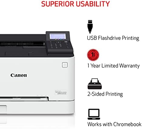 Canon imageCLASS LBP632Cdw - Wireless Duplex Color Laser Printer, Single Function, Home Office, Mobile Ready, 22 PPM Color, White - Image 6