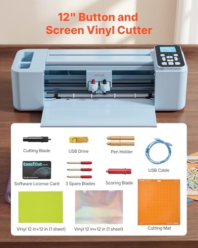 VEVOR Vinyl Cutting Machine, 12 in, Button and Screen Controlled Vinyl Cutter, 20000+ Built-in Design Resources, Compatible with Mac, Windows, Android and iOS, for Creating Customized Crafts Cards - Image 5