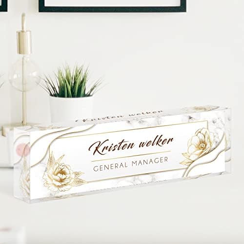 Desk Name Plate Personalized, Custom Name Plates for Desks, Office Desk Decor, Unique Clear Acrylic Glass Block, Personalized Office Gifts for Women Men Coworkers Boss Teachers, Appreciation Gifts by SalaGraphics