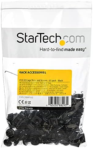 StarTech 50-Pack 10-32 12mm Screws & Cage Nuts Kit with Tool, TAA, Black - Image 6