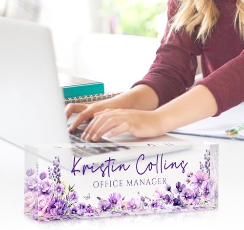 Custom Name Plate for Desk, Personalized Name Plate on Clear Acrylic Glass - Image 3