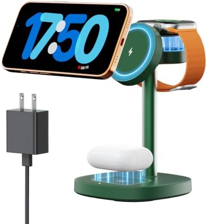 3 in 1 Fast Charging Station, 15W Magnetic Wireless Charger Stand by Unknown