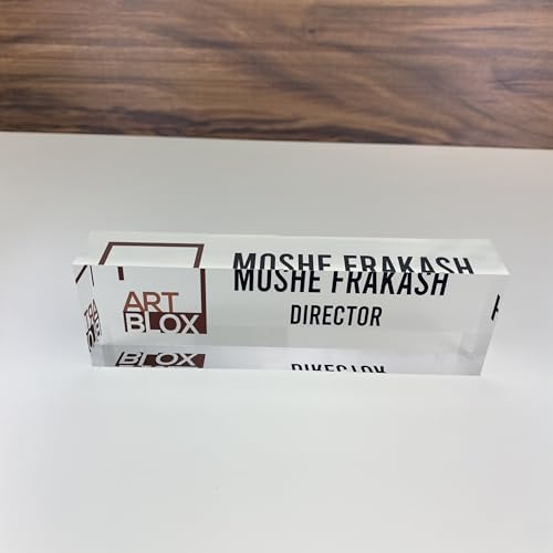 Artblox - Office Desk Name Plate Personalized | Custom Name Plates for Desks with Your Logo On Clear Acrylic Glass - (8" x 2.5") - Image 6