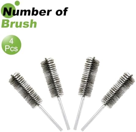 HARFINGTON 4pcs Wire Bore Brush Set 8 Inch Length 1.4 Inch Shank Stainless Steel Bristles Cleaning Brush for Clean Car Part Tube Kitchen Garage - Image 3