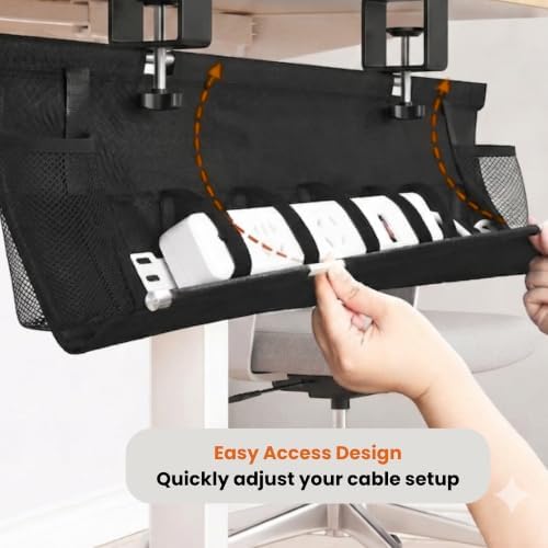 No Drill Under Desk Cable Management Tray 28"– Reinforced Steel Base - Image 4