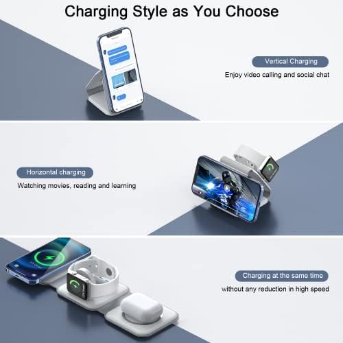 3 in 1 Wireless Charging Station for Apple,Foldable Magnetic Travel Charger - Image 2