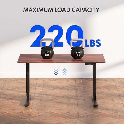 FLEXISPOT E6 3-Stage Dual Motor Electric Standing Desk 48 x 24 Sit Stand Up Desk, Holds 220 lbs, Adjustable Height w/Memory Presets, One-Piece Mahogany Desktop & Black Frame, Ships in 2 Boxes - Image 6