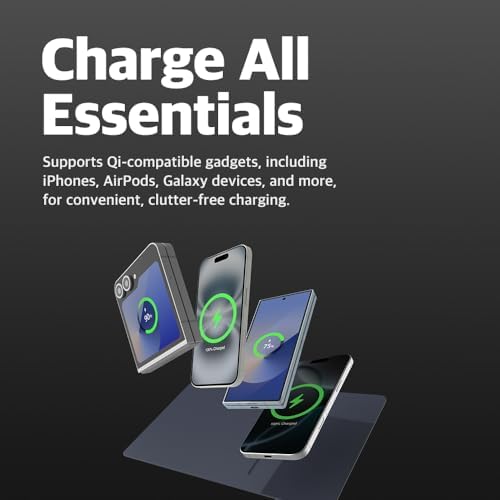 POUT H3 PRO Wireless Charging Mouse Pad – Qi-Enabled Fast Charger with Anti-Slip Base & Smooth Surface for Phones and Earbuds – Sleek Desk Accessory for Home & Office (Midnight Blue) - Image 6