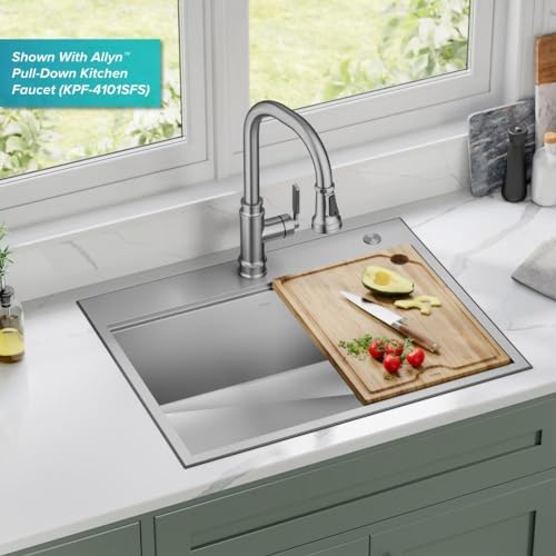 KRAUS Kore 28-Inch Drop In/Top Mount Workstation 16 Gauge Single Bowl Stainless Steel Kitchen Sink with Accessories, KWT310-28 - Image 2