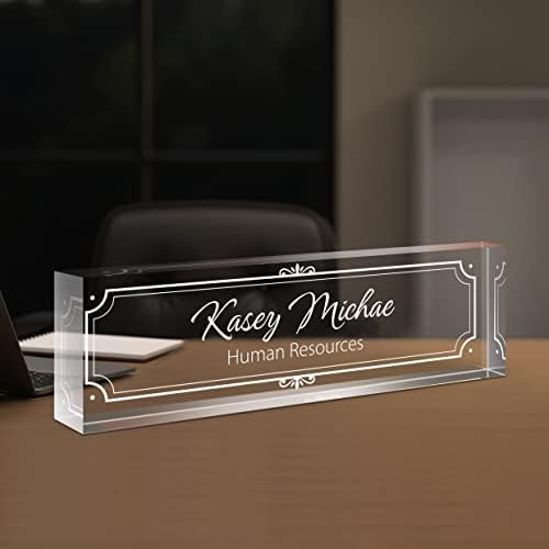 SalaGraphics Custom Engraved Acrylic Name Plates for Desks, Office Desk Plate Personalized, Decor Nameplate, Nurse Manager Employee Teacher Appreciation Gifts, Accessories (Flowers G) by SalaGraphics