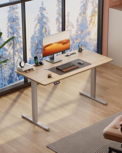 HLDIRECT 40" Electric Standing Desk with Power Outlets, Maple - Image 2