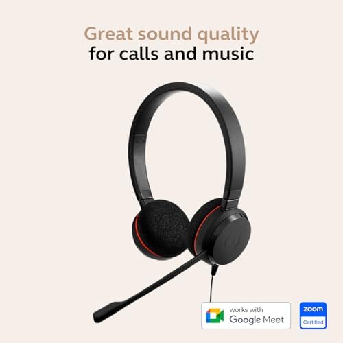 Jabra Evolve 20 (2025 Edition) Wired USB Headset with Microphone, Black - Image 4