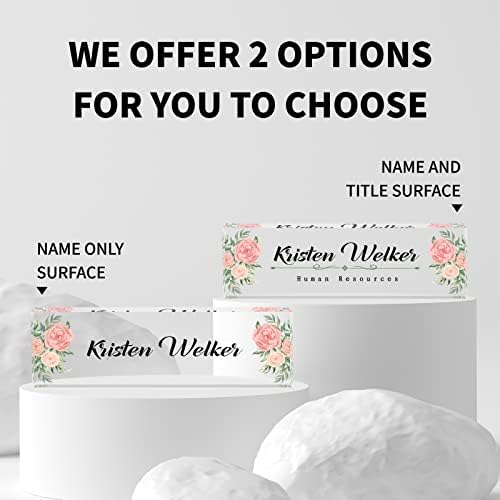 SalaGraphics Desk Name Plate Personalized, Custom for Desk, Office Decor Women Men, Acrylic Accessories, Gifts Coworkers Boss Teacher, Employee Appreciation (Flowers C),8''(L)x2.5(W) - Image 2