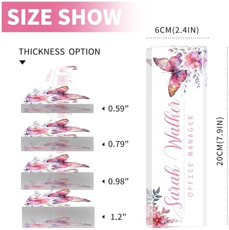 Custom Name Plate for Desk - Desk Name Plate Personalized - Acrylic Office Desk Accessories - Appreciation Gifts for Coworkers Employee Teacher Staff Boss - Office Decor for Women (Pink Butterfly A) - Image 6