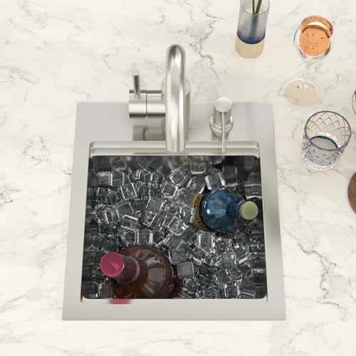 Bar Sink - Lordear 13"x15" Drop In Bar Sink with Faucet T304 16 Gauge Stainless Steel Workstation Small Wet Bar Prep Island Handmade Kitchen Sinks, 13x15x9 Inch - Image 3