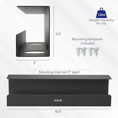 VIVO 2 Pack Black 17 in Under Desk Cable Management Tray, DESK-AC06-2C - Image 3