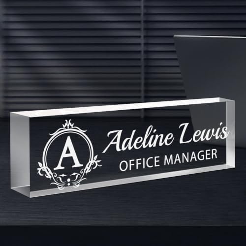 Custom Engraved Name Plate for Desk, Acrylic Desk Name Plate Personalized by Spricoz