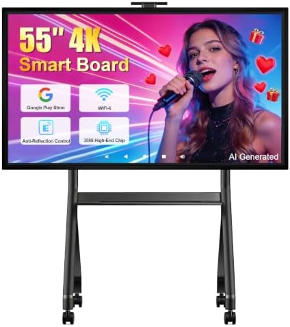 55" Smart Board, 4K UHD Electronic Interactive Board for Classroom by OmninexHub