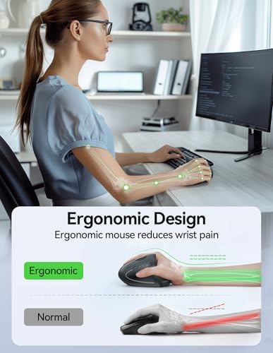TECKNET Wireless Ergonomic Mouse, Rechargeable Wireless Vertical Mouse - Image 2