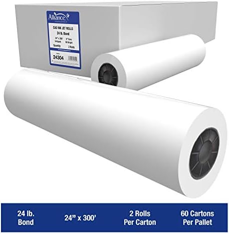 Alliance Wide Format Paper 24" x 300' CAD Bond Rolls (24lb | 120 Rolls, 24 In x 300 Ft | 2" Core) - Image 2