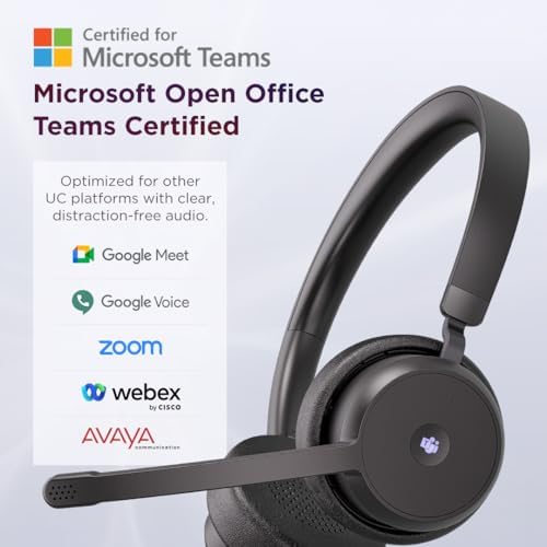 Lenovo Wireless VoIP Headset Teams Certified, Noise-Canceling Mic, Bluetooth 5.3 Multipoint, USB-A Receiver, 31-Hour Talk & 60-Hour Playback, Lightweight Over-Ear Design, Replaceable Earcups - Image 3