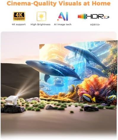 Outdoor-Projector-Movie with WiFi and Bluetooth:[Built-in APPs/180° Stand/Creative Filter] Smart Portable-Projector Auto Focus OS 3.0 Jimveo High Brightness Movie Proyector Compatible with Netflix - Image 6