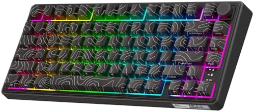 RK ROYAL KLUDGE R75 Wireless Mechanical Keyboard, 75% Percent Topographic Gaming Keyboard Gasket Mount RGB Backlit with Knob & PBT Keycaps, BT5.1/2.4GHz/USB-C, Hot Swappable Cream Switch, Black by RKROYALKLUDGE