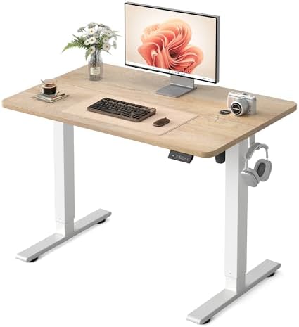 FEZIBO 40" Small Electric Standing Desk Height Adjustable Desk, Maple by FEZIBO