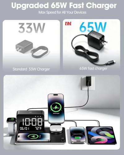 7-in-1 Magnetic Wireless Charging Station with Digital Clock & LED Lamp - Image 4