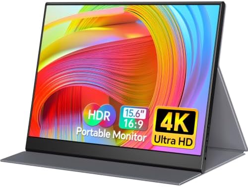 WGK 15.6 inch Portable Monitor 4K UHD 100%sRGB Travel Display HDMI/USB-C Compatible with Laptops, Desktops, Phones, PS, Mac, Xbox, Switch, and Other Gaming Devices Kickstand & Speakers VESA Mountable by Unknown