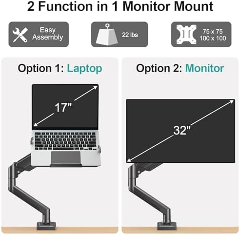MOUNT PRO Laptop Arm Mount for Desk, Fits Max 17" Notebook and 32" Monitors - Image 2