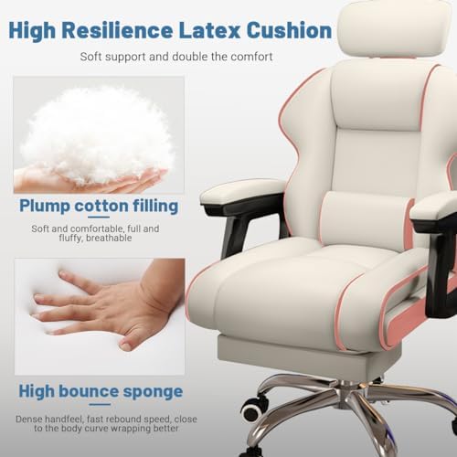 Executive Computer Chair Home Office Desk Chair,Adjustable Angle, Ergonomic Adjustable Height PU Leather Chairs with Cushions Armrest for Long Time Seating-High Office Chair with Footrest - Image 7