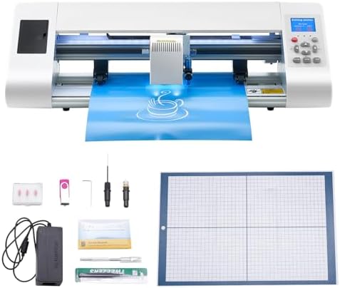 VEVOR Cutting Machine, Automatic Edge Detection Vinyl Cutter Machine with Design Software and Materials, Compatible with Multiple File Formats, for Creating Customized DIY Crafts, Cards, Stickers by VEVOR