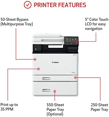 Canon imageCLASS MF751Cdw - Wireless Duplex Color Laser Printer, Multifunction with Copier, Scanner, Automatic Document Feeder, Mobile Ready, 3 Year Limited Warranty, 35 PPM, White - Image 3