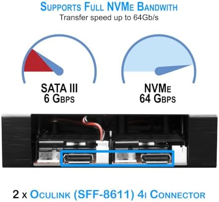 Kingwin Nvme M.2 SSD PCIe 3.0/4.0 Oculink Mobile Rack Enclosure Compatible with 3.5” Drive Bay for High-Speed Data Access Storage Expansion. - Image 3