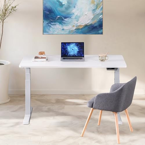 Fromann Dual Motor Standing Desk Frame 3 Tier Legs Sit Stand up Electric Height Adjustable Desk Base for Home and Office (Grey) - Image 2