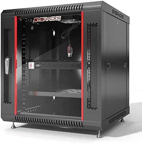 12U Wall Mount Server Rack Cabinet, 24" Deep, 19" Network & AV Enclosure by SYSRACKS