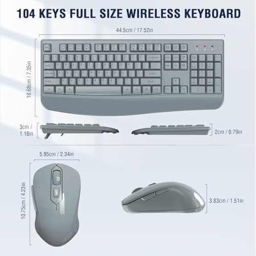 EDJO Wireless Keyboard and Mouse Combo, USB Plug & Play (Grey) - Image 6